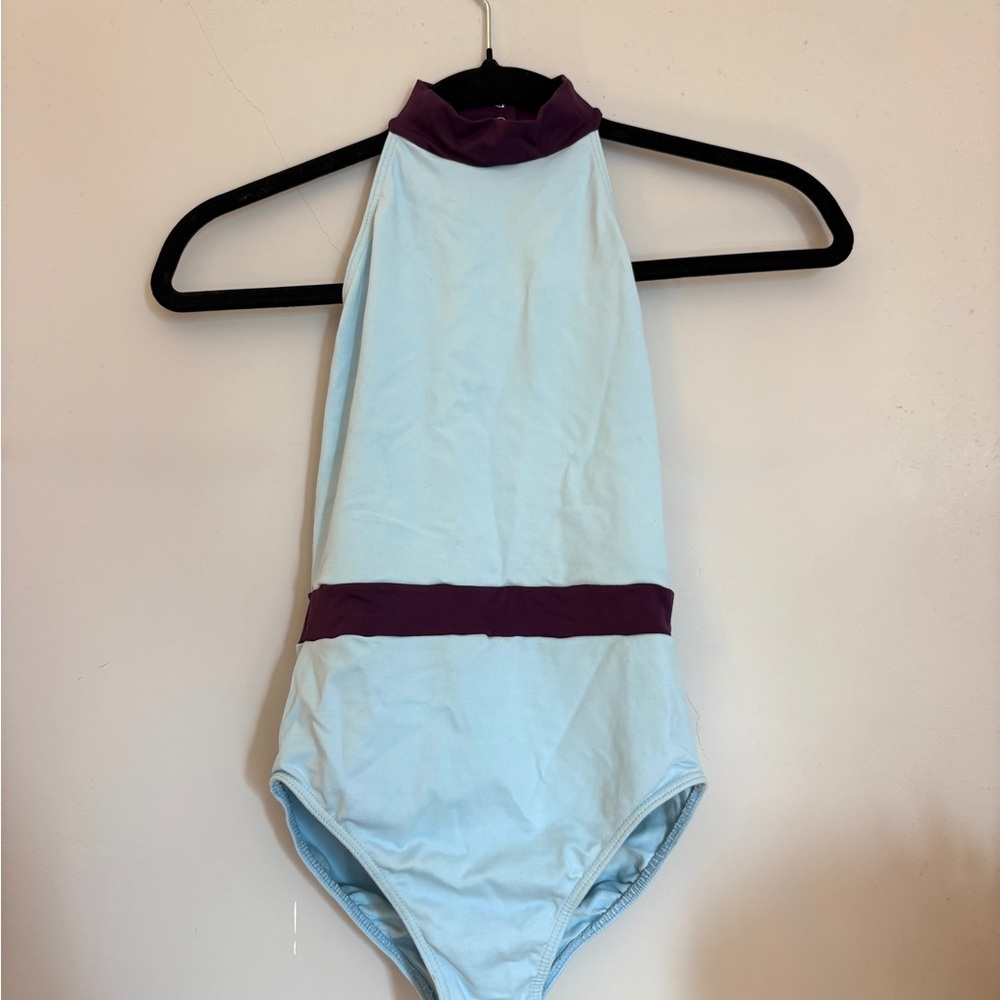 Blue and Purple High Neck Leotard